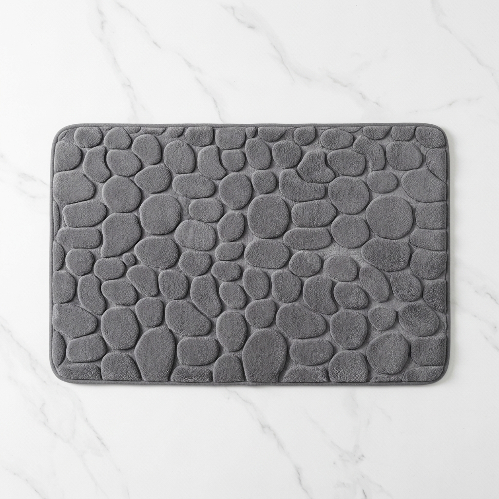 Tapis de Bain Effet Galets | Ultra-Absorbant & Antidérapant